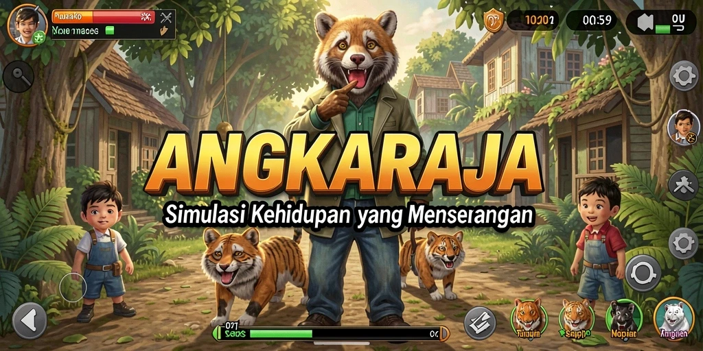Tampilan gameplay ANGKARAJA yang menarik dan interaktif.
