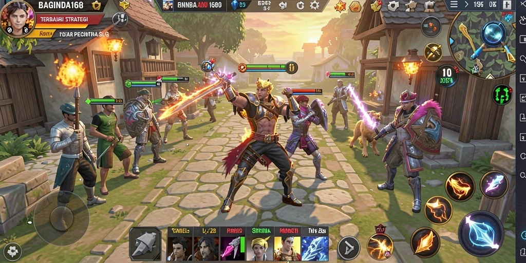 Screenshot gameplay BAGINDA168 menunjukkan pertempuran seru dan grafis yang menawan.