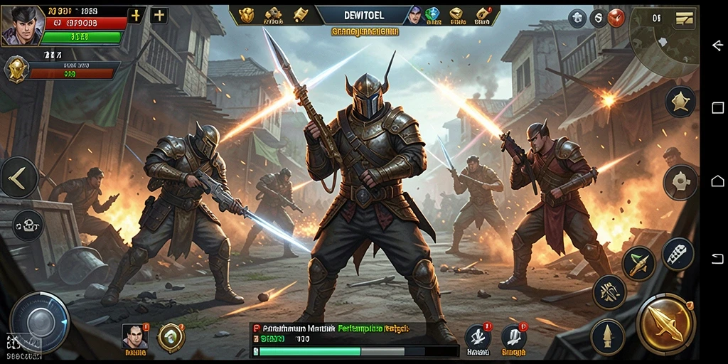 Screenshot gameplay <strong>DEWITOGEL</strong> memperlihatkan pertahanan menara yang strategis dan serangan musuh.