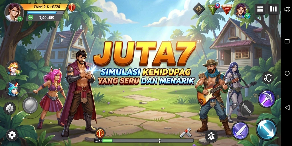 Screenshot gameplay JUTA7 yang menampilkan aktivitas simulasi yang menyenangkan.