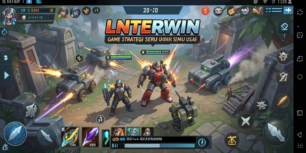 Screenshot LNTERWIN menampilkan pertempuran strategi yang seru dan mendebarkan.