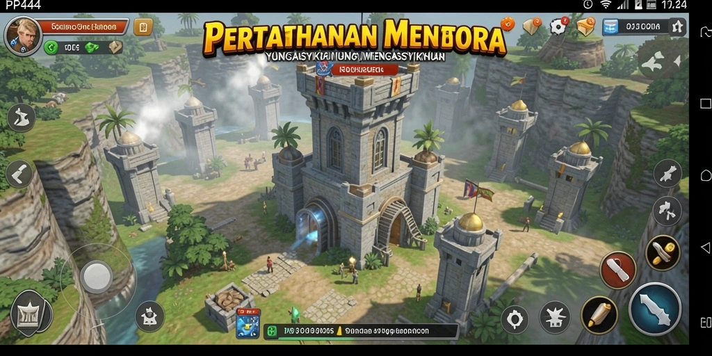 Tampilan gameplay PP444 yang menegangkan dalam Tower Defense.