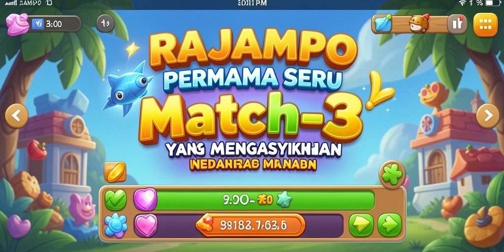Screenshot gameplay seru RAJAMPO, menunjukkan kombinasi match-3.