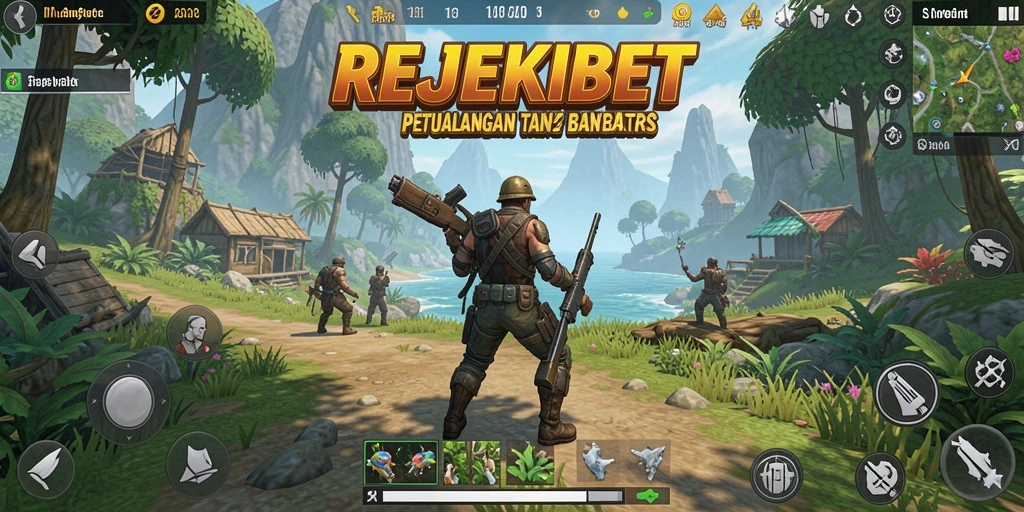 Screenshot menunjukkan pemain menjelajahi lingkungan game Open World yang luas.