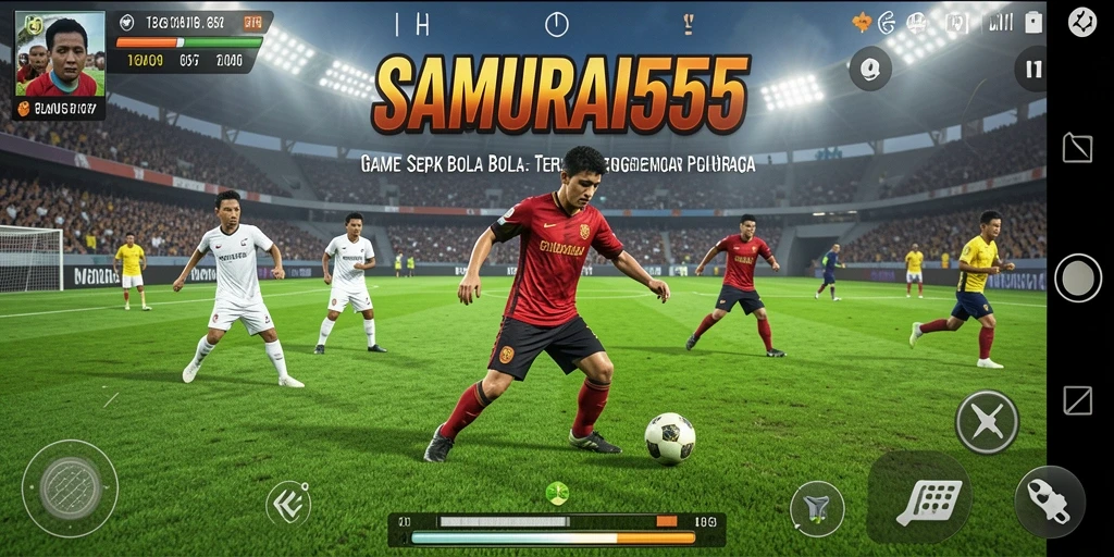 Tampilan screenshot <strong>SAMURAI555</strong> menampilkan aksi seru di lapangan sepak bola.