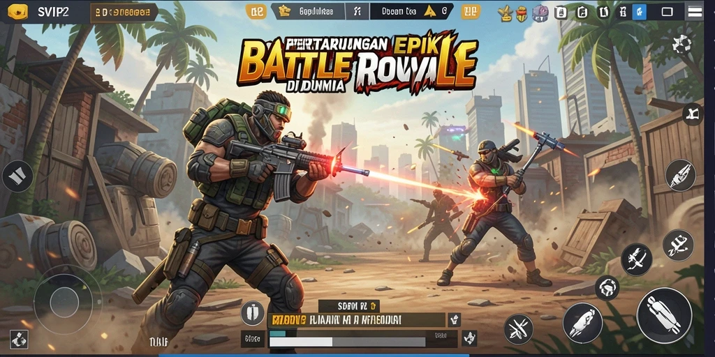 Tampilan permainan <strong>SVIP2</strong> dengan suasana Battle Royale yang epik.