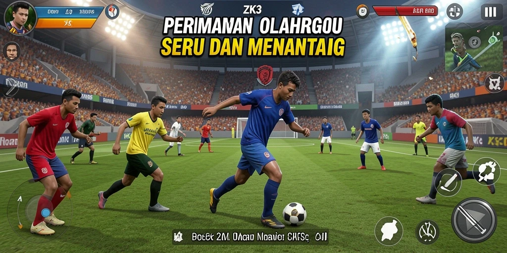 Screenshot gameplay ZK3 yang menunjukkan aksi olahraga yang mendebarkan